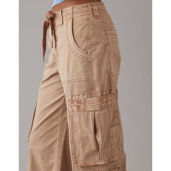 NWT AE HIGH-WAISTED CONVERTIBLE BAGGY CARGO JOGGER size 000 - Picture 3 of 16